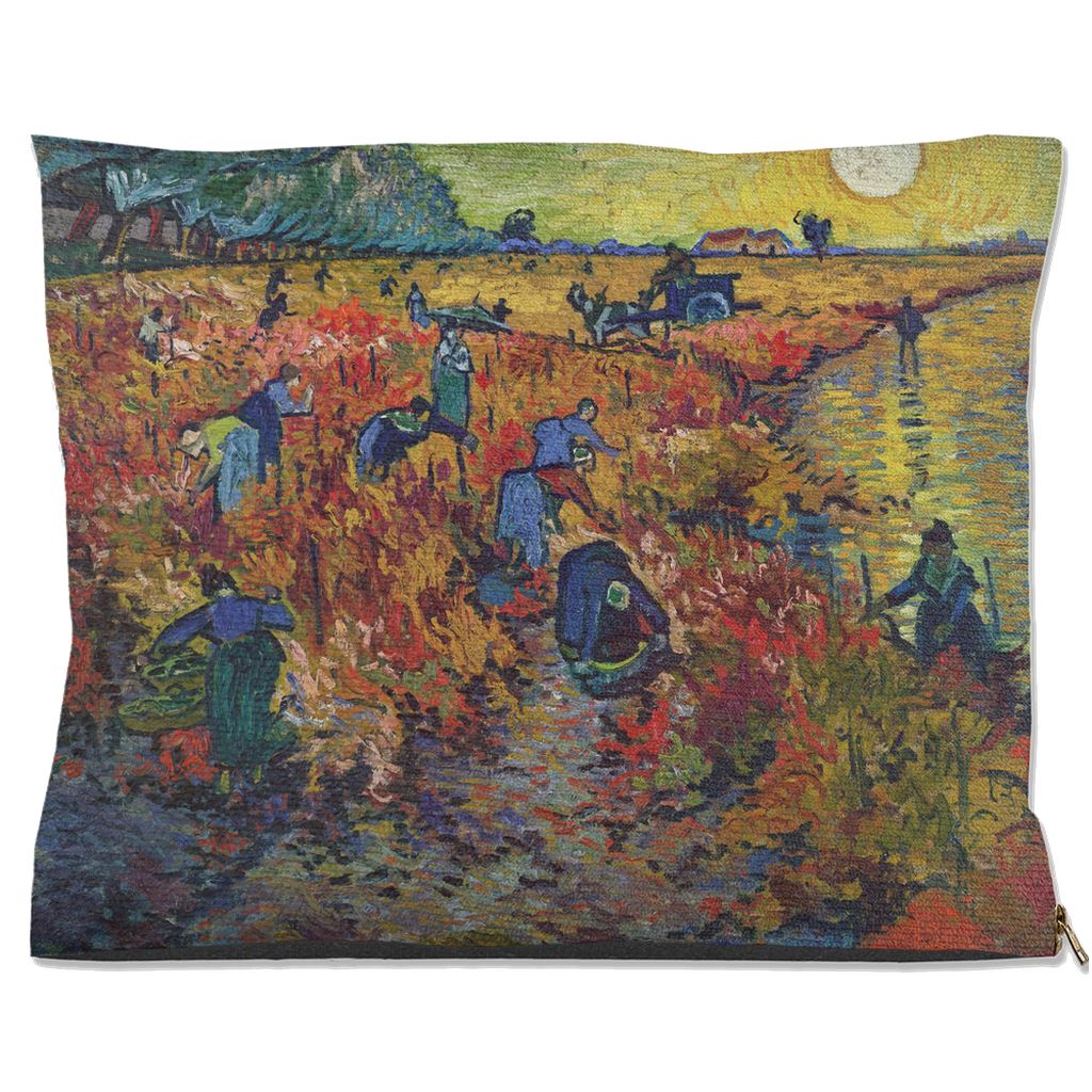 Premium Quality Pet Bed with Removable Washable Pillow Cover | The Red Vineyard by Vincent van Gogh. [FREE US SHIPPING] Dog Beds Pets on Merch Water Resistant 40x50 inch 