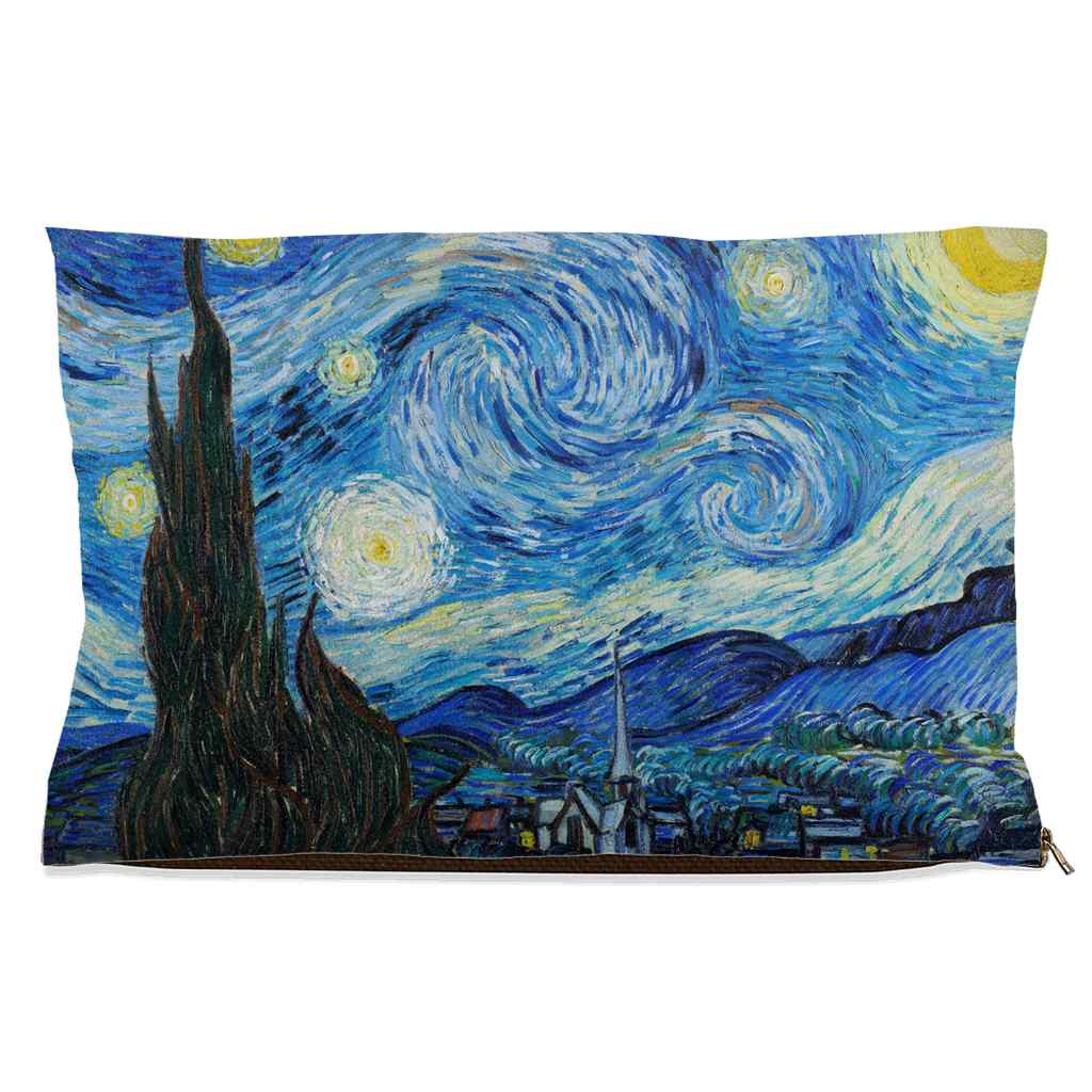 Premium Quality Pet Bed with Removable Washable Pillow Cover | The Starry Night by Vincent Van Gogh. [FREE US SHIPPING] Dog Beds Pets on Merch Fleece 18x28 inch 