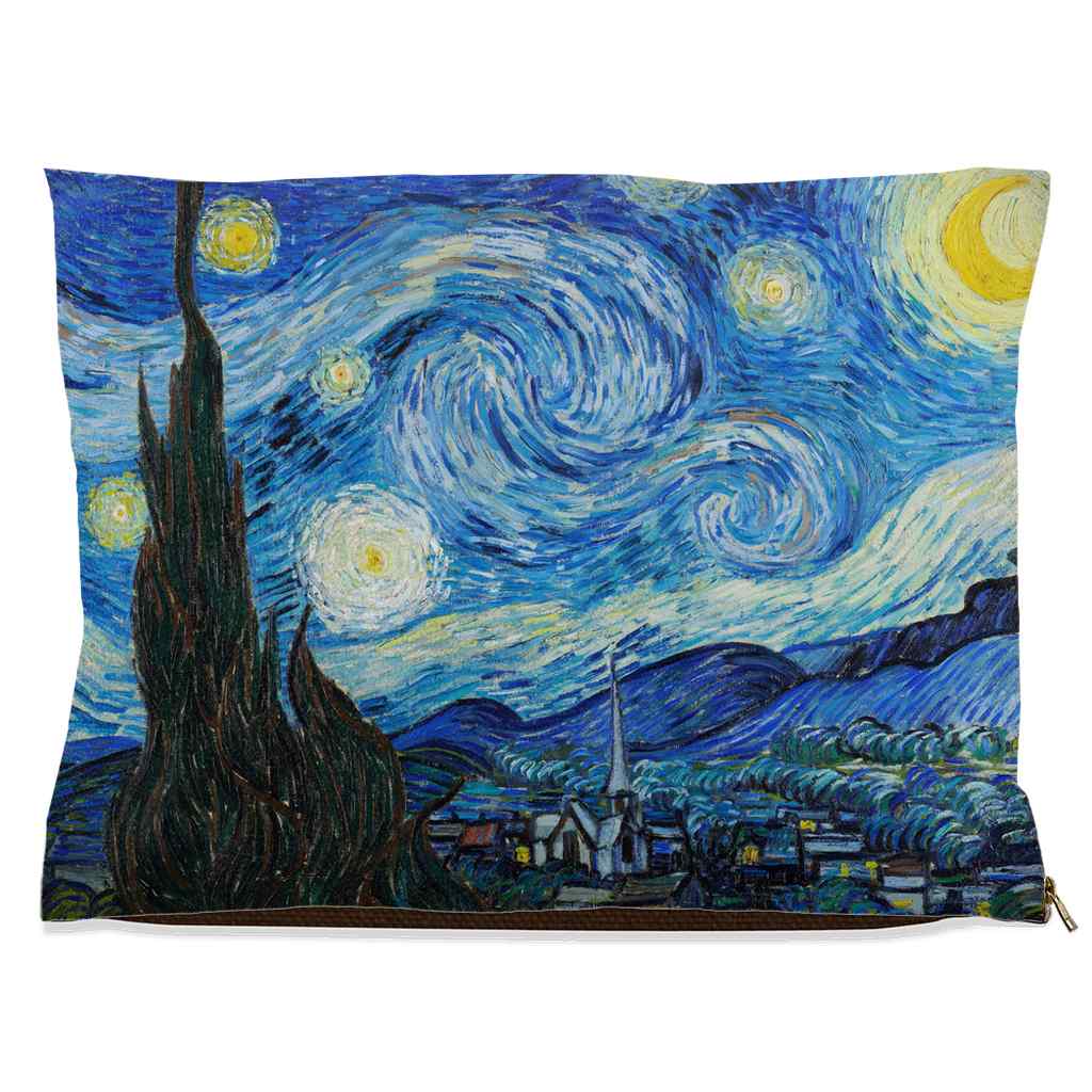 Premium Quality Pet Bed with Removable Washable Pillow Cover | The Starry Night by Vincent Van Gogh. [FREE US SHIPPING] Dog Beds Pets on Merch Water Resistant 30x40 inch 