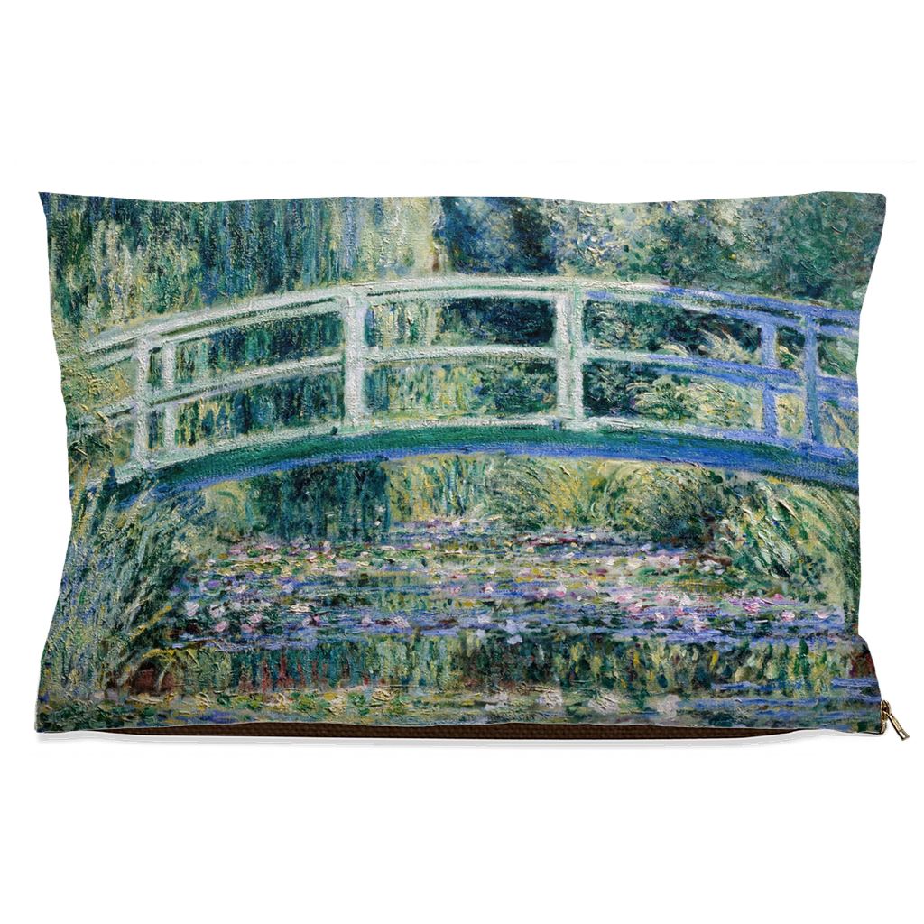 Premium Quality Pet Bed with Removable Washable Pillow Cover | Water Lilies by Claude Monet. [FREE US SHIPPING] Dog Beds Pets on Merch Fleece 18x28 inch 