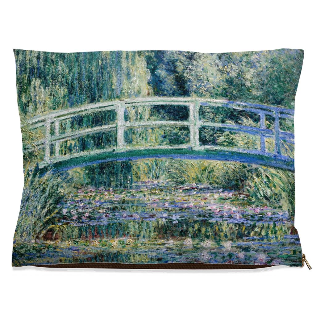 Premium Quality Pet Bed with Removable Washable Pillow Cover | Water Lilies by Claude Monet. [FREE US SHIPPING] Dog Beds Pets on Merch Fleece 30x40 inch 